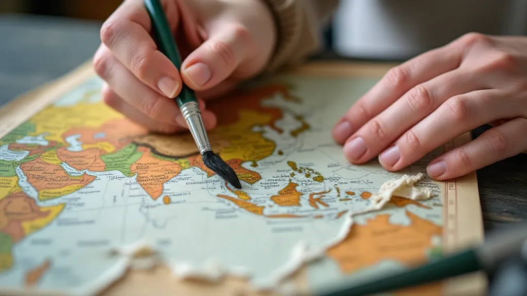 Applying adhesive to globe paper