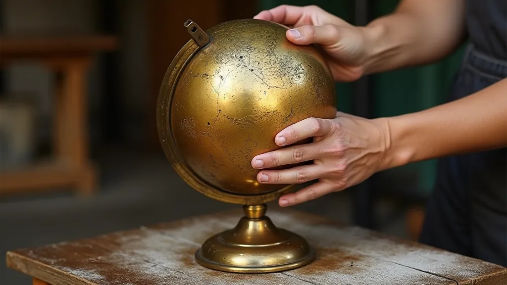 Brass globe stand polishing