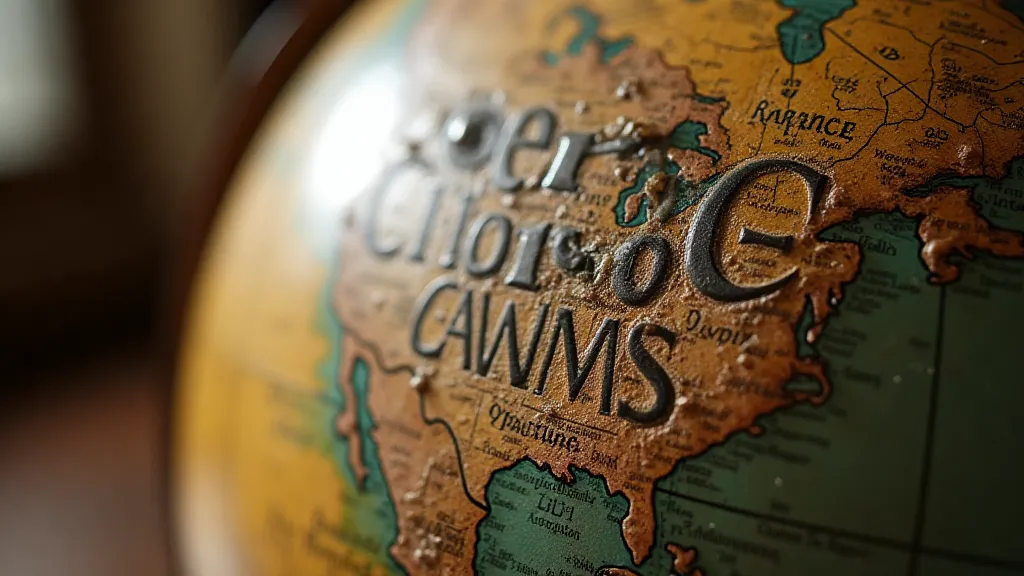 Severely damaged antique globe cartouche