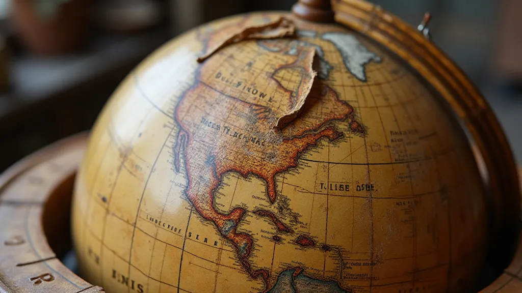 Damaged antique globe meridian band