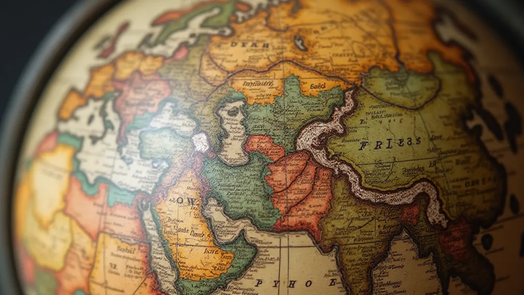Faded antique globe map detail