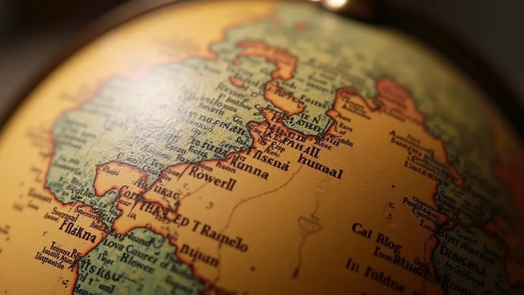 Fine paper cracks on an antique globe