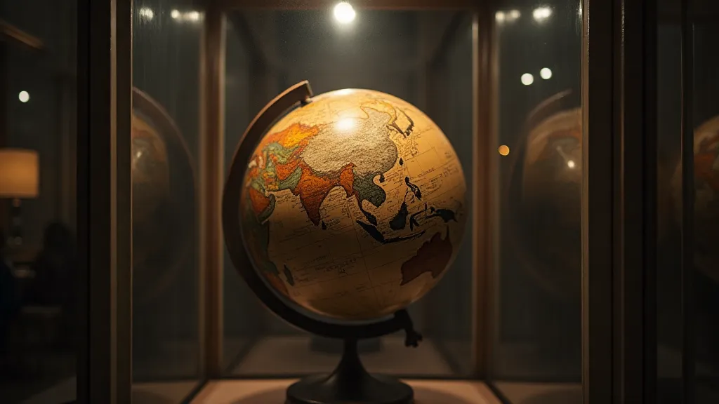 Antique globe in display case