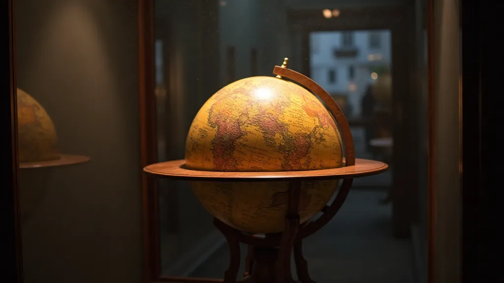 Antique globe in a display case