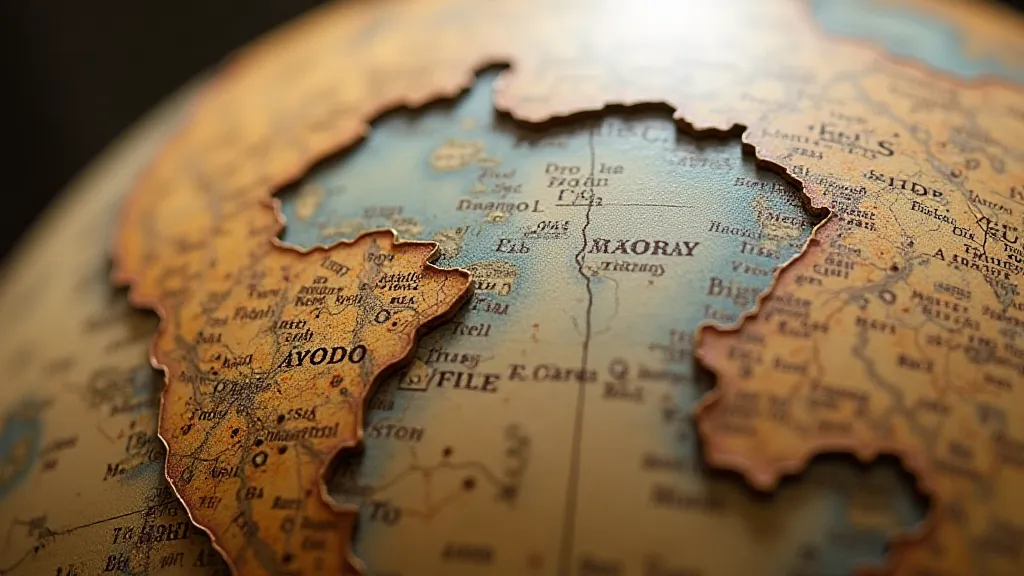 Detail of a paper loss on an antique globe
