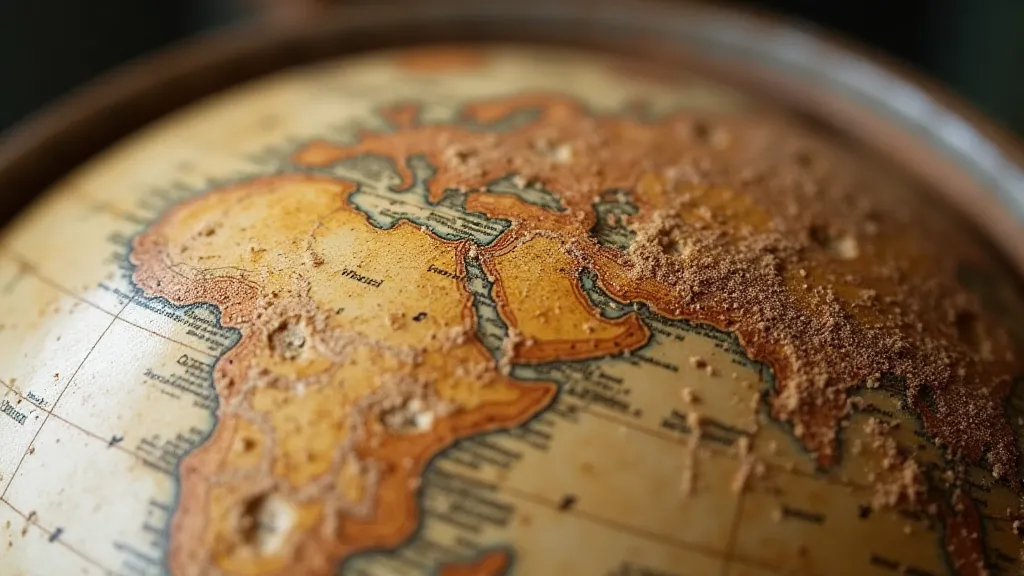 Antique globe paper gore covered in dirt