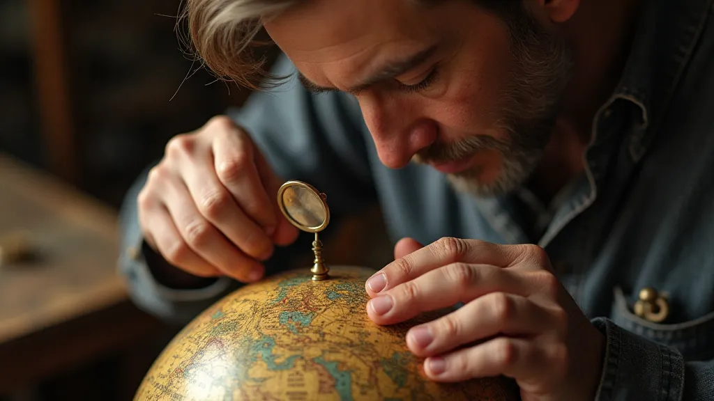 Globe restorer examining globe