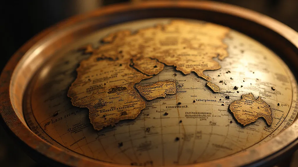 Antique globe showing the mythical island of Hyperborea.