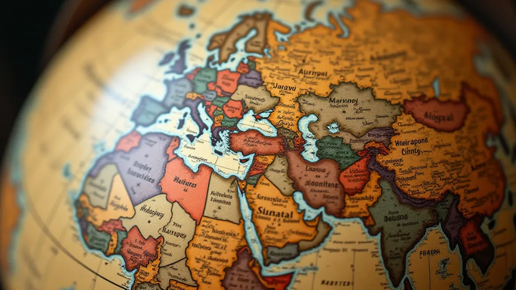 A Victorian-era globe showing political boundaries and detailed place names. 