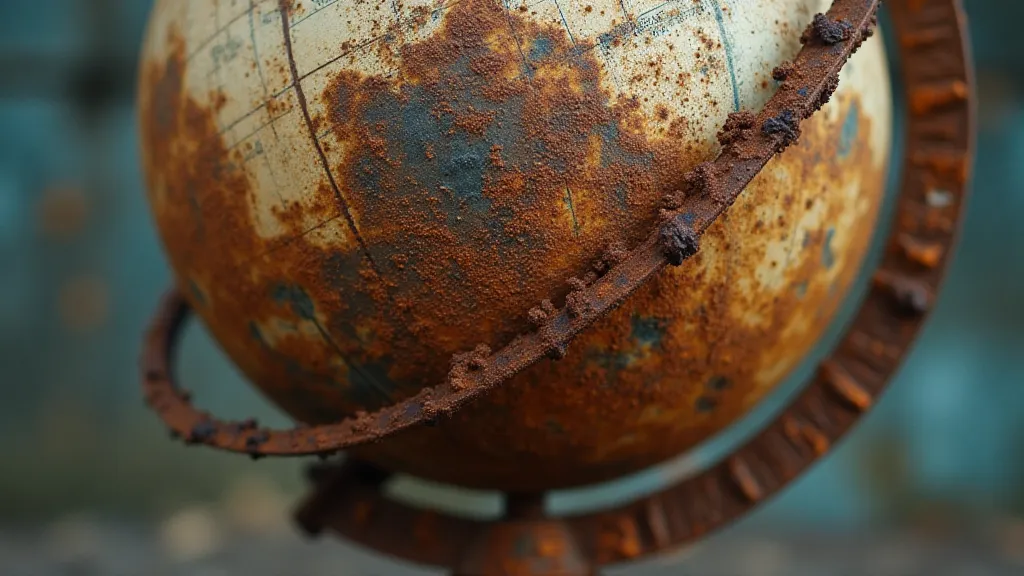 Rusted iron globe stand