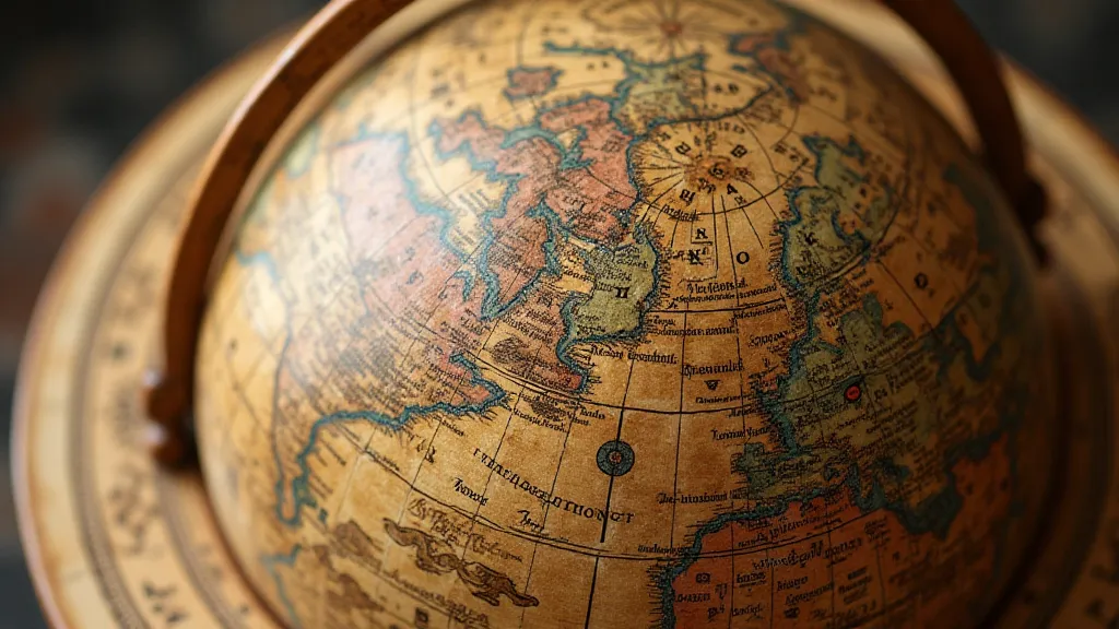 A detailed antique globe showing Europe and the Americas from the early 16th century.